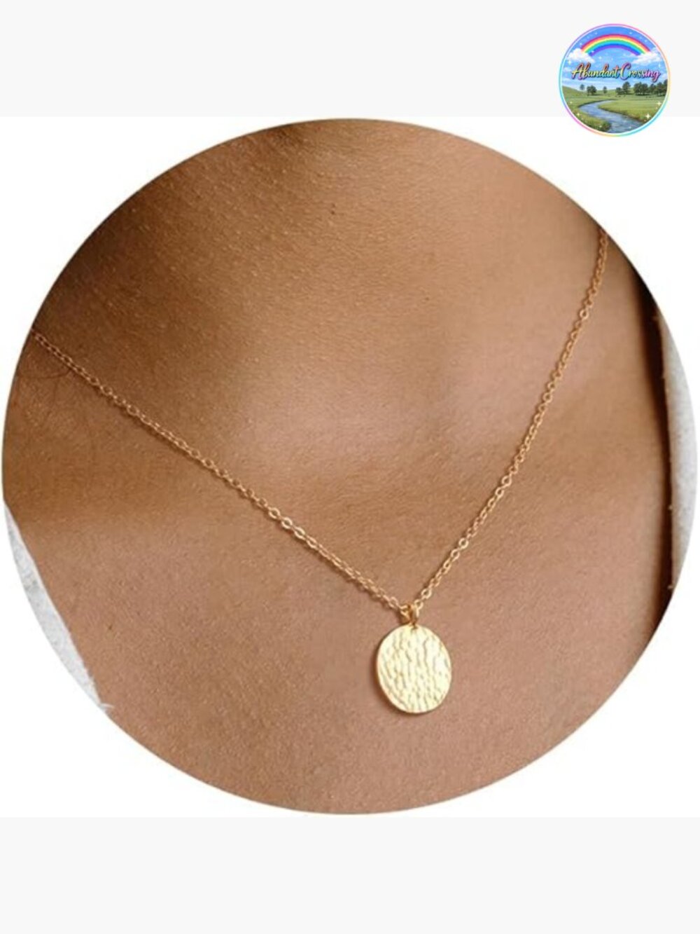 14K Gold Plated Circle CZ Pendant Necklace Dainty Twist Rope Chain